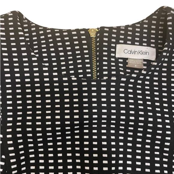 Calvin Klein Size 4 Jumpsuit | Black White Check Belted Short Sleeve NWOT - Picture 7 of 9